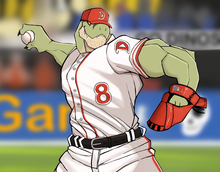 4_fingers action_pose ambiguous_anthro ambiguous_gender anthro audience ball banner baseball_(ball) baseball_(sport) baseball_bat baseball_cap baseball_field baseball_glove baseball_pitcher baseball_shirt baseball_uniform bat_(object) belt belt_buckle biceps big_biceps big_deltoids big_muscles black_belt black_claws black_clothing black_drawstring black_gloves black_hair black_handwear black_text_border blue_clothing blue_gloves blue_handwear blue_shirt blue_topwear blurred_background bottomwear buckle button_(fastener) claws closed_smile clothed clothed_anthro clothed_male clothing countershade_body countershade_face countershade_neck countershade_scales countershading dark_belt dark_claws dark_hair dark_markings day deltoids faceless_ambiguous faceless_anthro faceless_character facial_hair facial_markings fans field fingers flexing flexing_bicep flexing_brachioradialis flexing_tricep forearm_muscles front_view fully_clothed fully_clothed_anthro fully_clothed_male glistening glistening_body glistening_claws glistening_clothing glistening_eyes glistening_fingers glistening_gloves glistening_hands glistening_handwear glistening_hat glistening_headgear glistening_headwear glistening_scales gloves goatee grass green_arms green_body green_face green_fingers green_grass green_hands green_head green_legs green_markings green_neck green_scales grey_buckle group hair handwear happy hat head_markings headgear headwear holding_ball holding_banner holding_baseball holding_object huge_deltoids huge_muscles humanoid_hands light light_arms light_body light_bottomwear light_buckle light_clothing light_dress_shirt light_eyes light_face light_fingers light_gloves light_hands light_handwear light_head light_headwear light_legs light_neck light_pants light_shirt light_stripes light_text_border light_topwear logo_on_clothing logo_on_hat logo_on_shirt logo_on_topwear looking_forward male male_anthro manly markings mature_anthro mature_male monotone_arms monotone_belt monotone_clothing monotone_hair monotone_shirt monotone_text monotone_topwear mouth_closed multicolored_body multicolored_bottomwear multicolored_clothing multicolored_gloves multicolored_handwear multicolored_headwear multicolored_scales multicolored_shirt multicolored_topwear muscular muscular_anthro muscular_arms muscular_male neck_muscles non-mammal_hair number_on_clothing number_on_shirt number_on_topwear orange_light outside pants pattern_bottomwear pattern_clothing pattern_pants pattern_shirt pattern_topwear plant pose red_ball red_baseball_cap red_bottomwear red_clothing red_dress_shirt red_gloves red_handwear red_hat red_headwear red_jersey red_pants red_shirt red_stripes red_text red_topwear scales shadow shirt small_eyes smile solo solo_focus sport sportswear standing striped_body striped_bottomwear striped_clothing striped_dress_shirt striped_face striped_pants striped_scales striped_shirt striped_topwear stripes sunlight tan_body tan_countershading tan_face tan_fingers tan_hands tan_head tan_neck tan_scales text text_on_baseball_cap text_on_clothing text_on_hat text_on_headwear text_on_shirt text_on_topwear thick_neck tight_bottomwear tight_clothing tight_dress_shirt tight_pants tight_shirt tight_topwear toony topwear trapezius triceps tucked_shirt two_tone_baseball_cap two_tone_body two_tone_bottomwear two_tone_clothing two_tone_dress_shirt two_tone_face two_tone_fingers two_tone_hands two_tone_hat two_tone_head two_tone_headwear two_tone_neck two_tone_pants two_tone_scales two_tone_shirt two_tone_topwear uniform warm_light white_ball white_baseball_cap white_baseball_shirt white_bottomwear white_button_(fastener) white_clothing white_dress_shirt white_gloves white_handwear white_hat white_headwear white_jersey white_light white_pants white_shirt white_stripes white_text_border white_topwear wide_stance yellow_eyes darknaigart jace_(darknaig) dinosaur prehistoric_species reptile scalie theropod tyrannosaurid tyrannosauroid tyrannosaurus tyrannosaurus_rex 2021 absurd_res colored detailed digital_drawing_(artwork) digital_media_(artwork) half-length_portrait hi_res portrait shaded