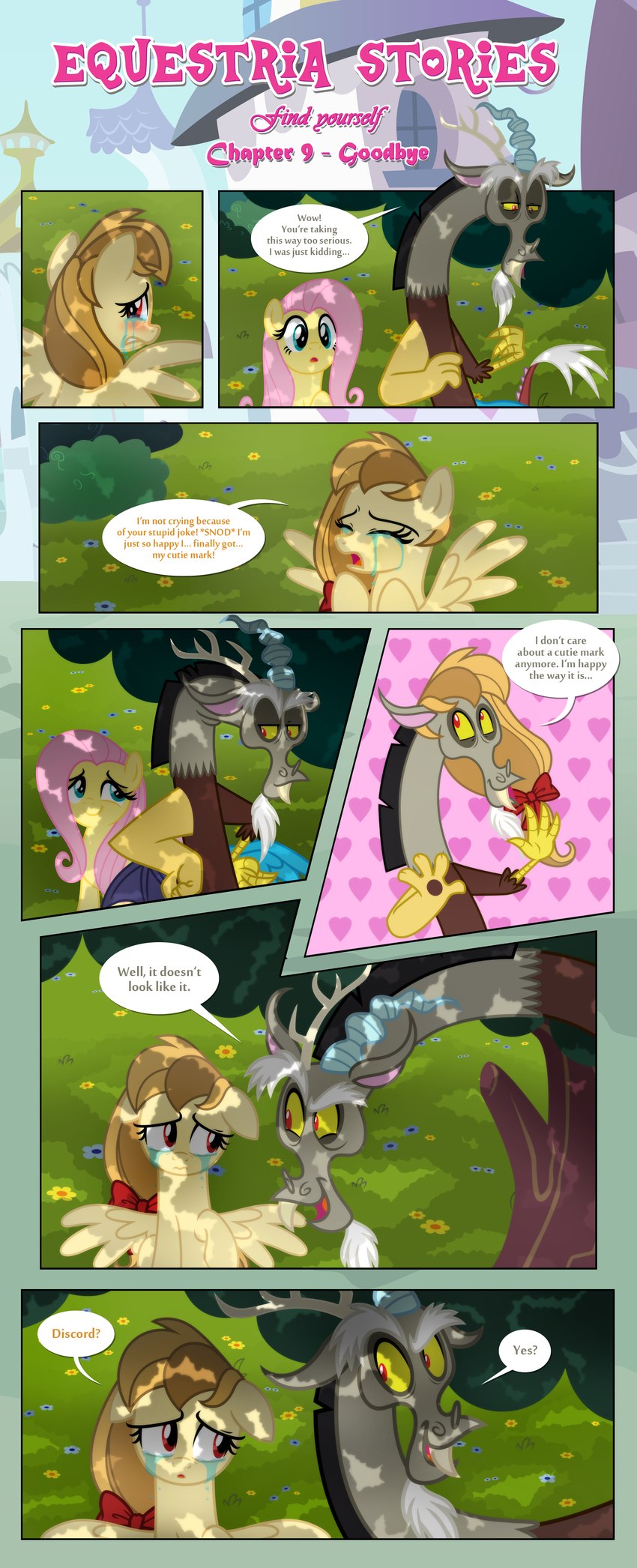 alice goldenfeather, discord, and fluttershy (friendship is magic and etc) created by estories