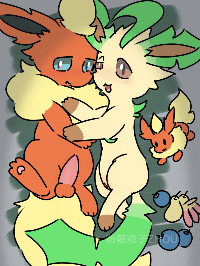 balls duo female feral feral_on_feral food fruit genitals male male/female nanab_berry oran_berry penis plant plushie pokemon_berry pussy sitrus_berry pinkcandyzhou nintendo pokemon eeveelution flareon generation_1_pokemon generation_4_pokemon leafeon pokemon_(species) 3:4 hi_res