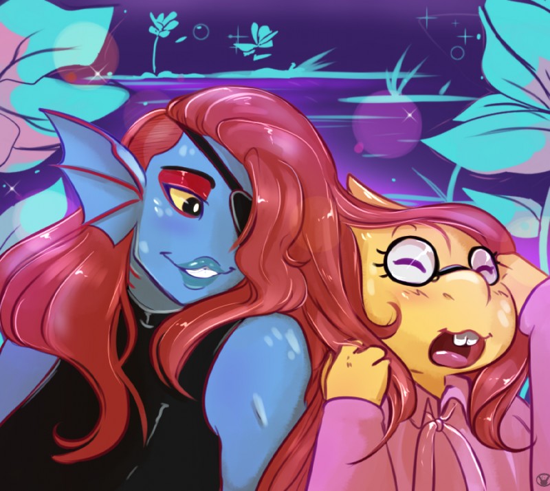 alphys and undyne (undertale (series) and etc) created by geeflakes