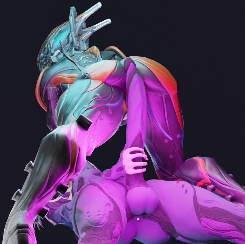 balls black_background cowgirl_position duo from_front_position genitals herm intersex intersex/intersex long_penis on_bottom on_top penis sex simple_background spread_legs spreading thorius sumsmutcreator_(modeler) digital_extremes tencent warframe valkyr_(warframe) wisp_(warframe) biomechanical humanoid warframe_(species)