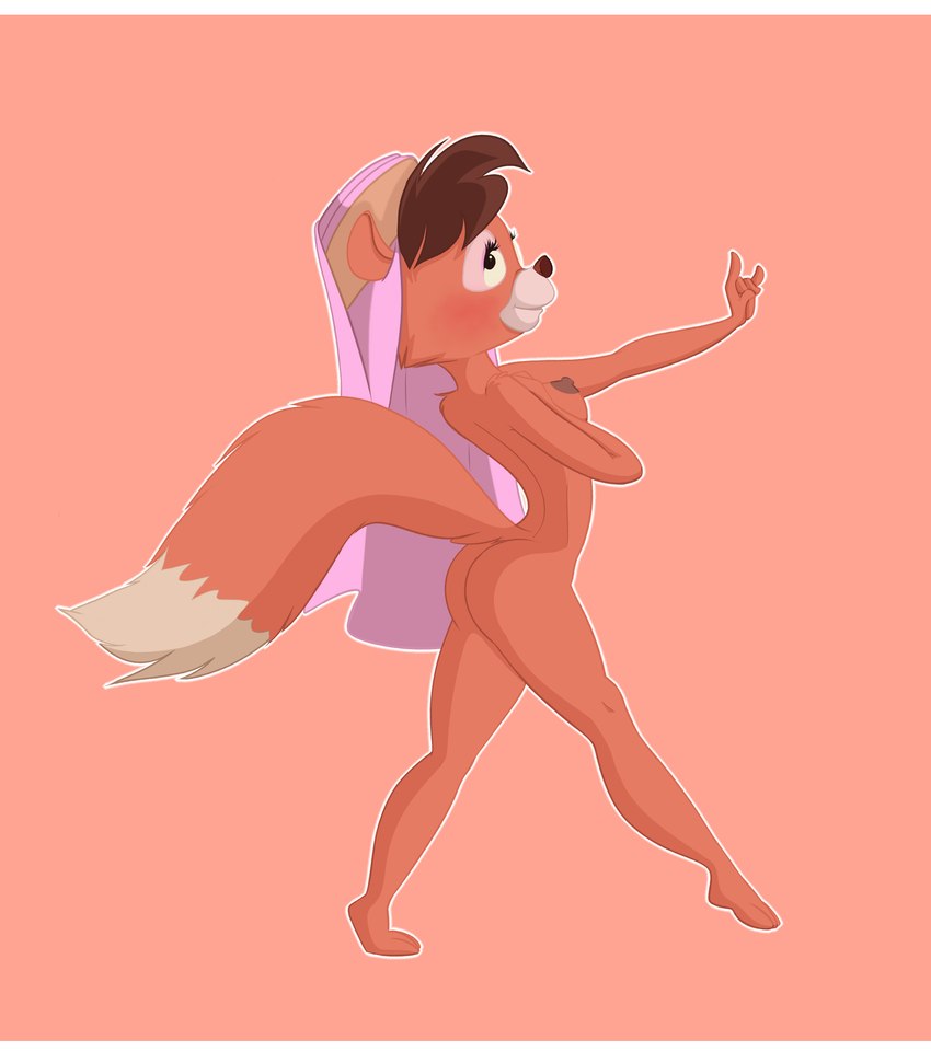 anthro bodily_fluids breasts butt clothing feet female hair hat hat_only headgear headgear_only headwear headwear_only mostly_nude nipples smile solo dsketch3r_(artist) disney talespin lotta_lamour canid canine fox mammal absurd_res digital_media_(artwork) hi_res letterbox