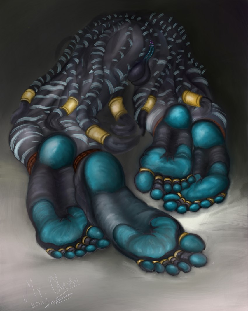 2_pussies 4_legs 6_toes anatomically_correct anthro balls blue_soles butt calves_up claws clothing digit_ring feet foot_fetish foot_focus footwear genitals high_heels hindpaw humanoid_feet intersex jewelry male maleherm markings multi_genitalia multi_leg multi_limb multi_pussy multi_tail multifurry pawpads paws plantigrade polydactyly pussy ring shoes simple_background soles solo tail tail_markings toe_ring toes mroleoso drognarus felid mammal pantherine tiger absurd_res hi_res