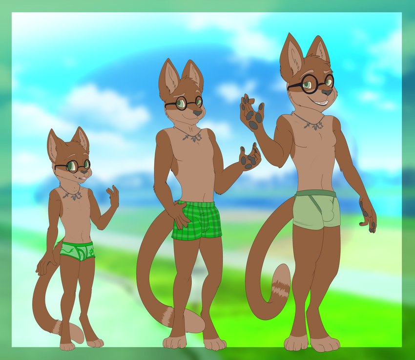 anthro boxer_briefs clothed clothing eyewear glasses jewelry male necklace partially_clothed solo tight_underwear underwear young young_anthro young_male chillyphillix jesse_cat domestic_cat felid feline felis mammal absurd_res hi_res