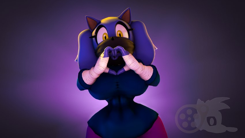 anthro bandage bandaged_arm bottomwear breasts clothed clothing eyelashes female gesture hair hand_gesture heart_gesture heart_symbol hoodie kerchief long_hair looking_at_viewer mask pose purple_body purple_skin shorts solo topwear yellow_eyes juicyducksfm sega sonic_the_hedgehog_(series) fan_character smiley_(juicyducksfm) eulipotyphlan hedgehog mammal 16:9 3d_(artwork) digital_media_(artwork) hi_res source_filmmaker_(artwork) widescreen