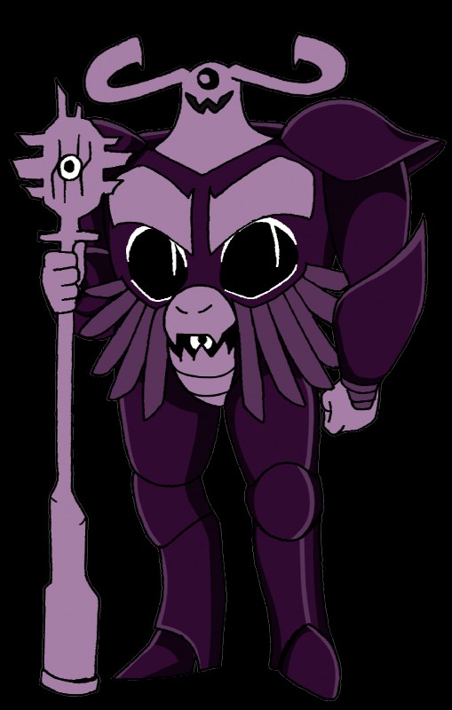 armor black_sclera eye_nipples female horn mace melee_weapon multi_eye not_furry sharp_teeth simple_background smile solo standing teeth transparent_background weapon wingedtank undertale undertale_(series) knight_knight monster alpha_channel hi_res