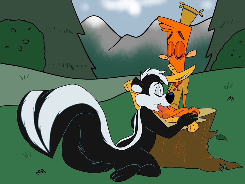 adult_on_young age_difference anthro balls bite biting_lip duo eyes_closed fellatio genitals male male/male oral outside outside_sex penile penis sex young igotdragons camp_lazlo cartoon_network looney_tunes warner_brothers lazlo_(camp_lazlo) pepe_le_pew haplorhine mammal mephitid monkey primate skunk 4:3 hi_res