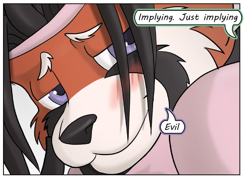 anthro blush dialogue female half-closed_eyes narrowed_eyes speech_bubble text colrblnd duzt measureup lexi_redd ailurid mammal red_panda comic english_text