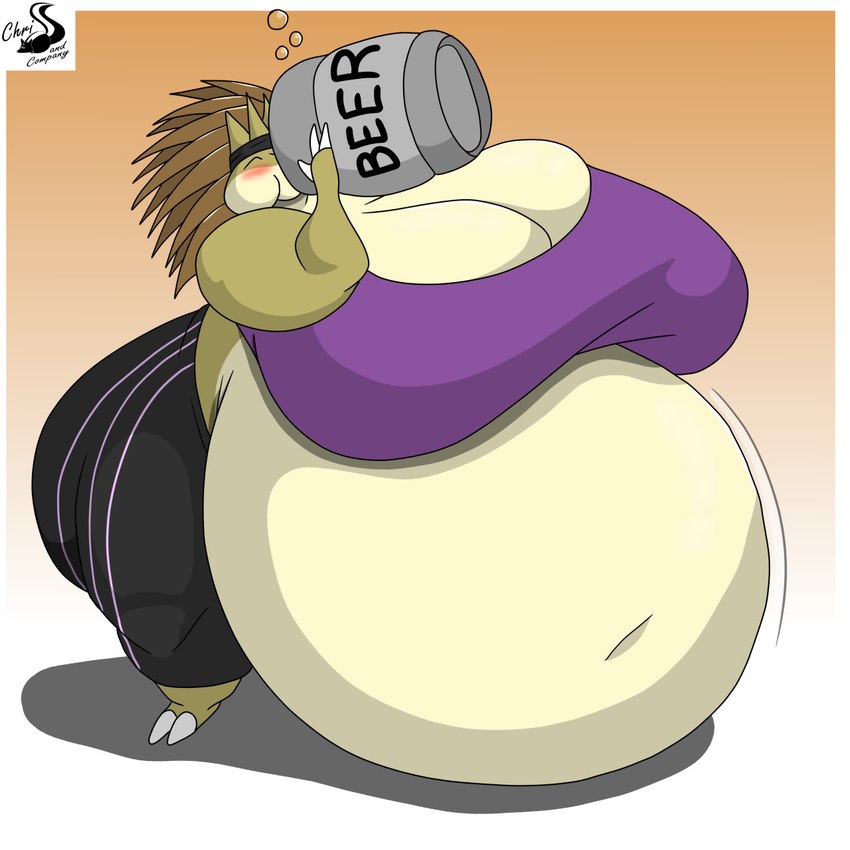 alcohol anthro beer belly beverage big_belly big_breasts big_butt blush breasts bubble butt claws clothed clothing drinking drunk drunk_bubble female fully_clothed huge_belly huge_breasts huge_butt hyper hyper_belly hyper_breasts morbidly_obese morbidly_obese_female navel obese obese_female overweight overweight_female solo substance_intoxication thick_thighs weight_gain chrisandcompany nintendo pokemon sandpancake generation_1_pokemon pokemon_(species) sandslash 1:1 hi_res