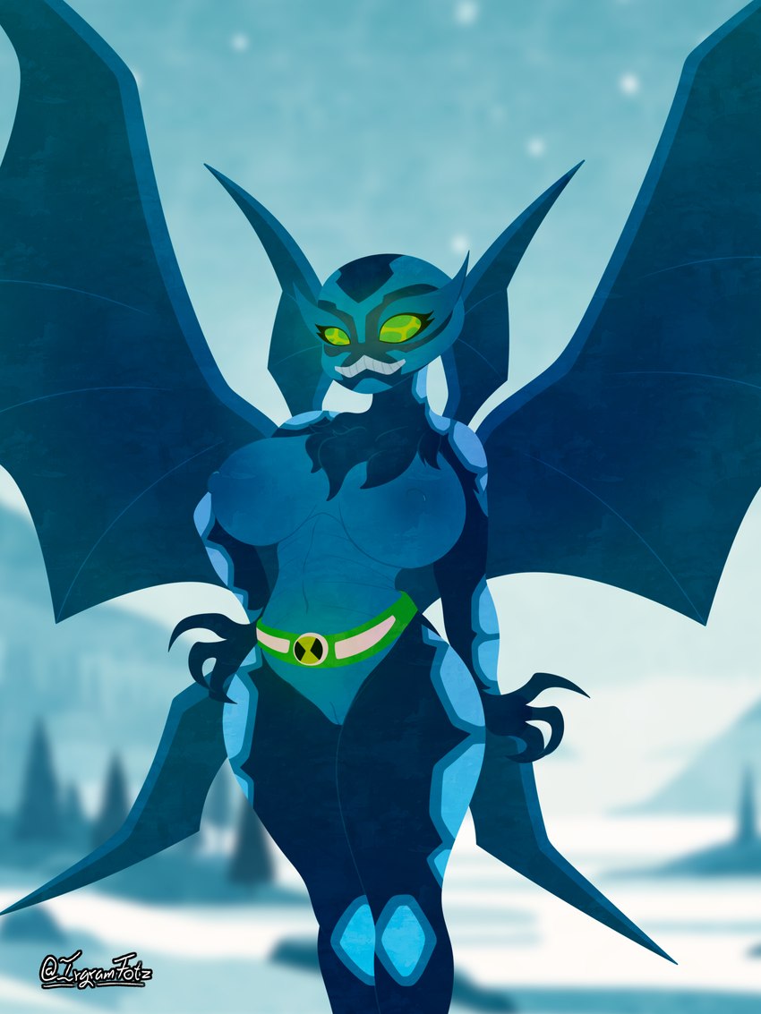 anthro big_breasts blue_body breasts female front_view insect_wings looking_at_viewer nude solo wings irgramfox ben_10 cartoon_network big_chill alien arthropod humanoid insect lepidopteran necrofriggian 3:4 absurd_res hi_res