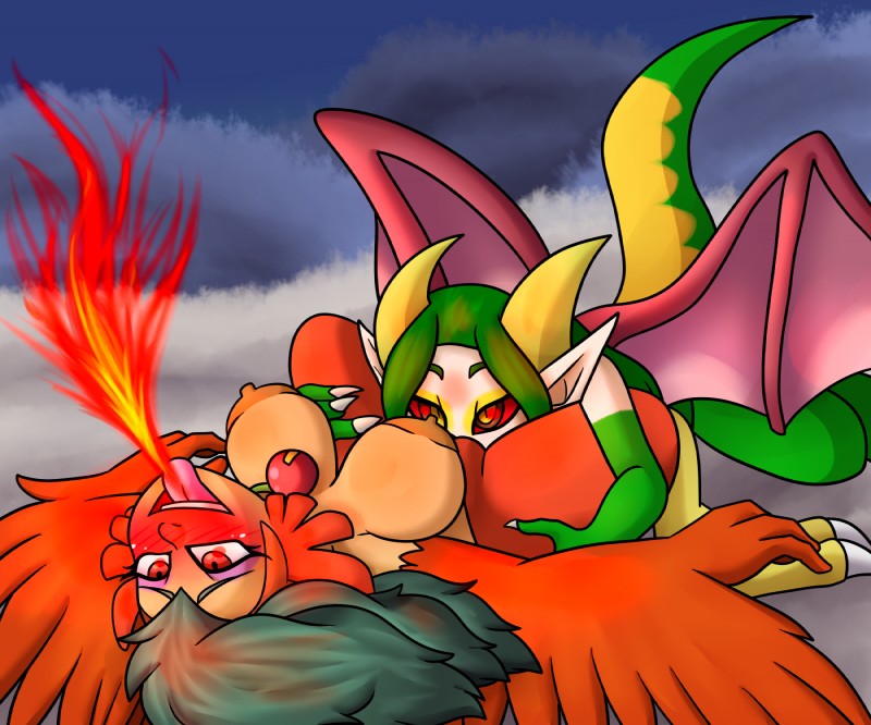 fangora and hot wings (european mythology and etc) created by yoshimister