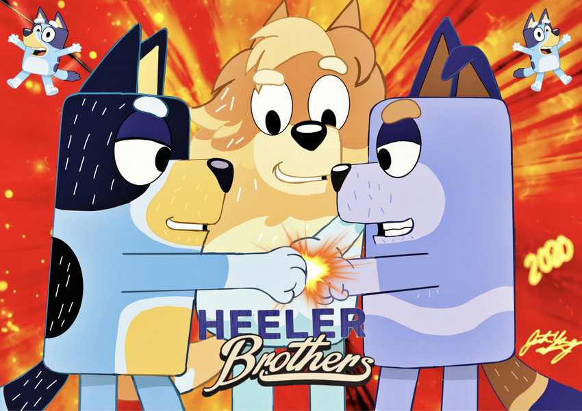 bandit heeler, bluey heeler, radley heeler, and stripe heeler (bluey (series)) created by yingcartoonman