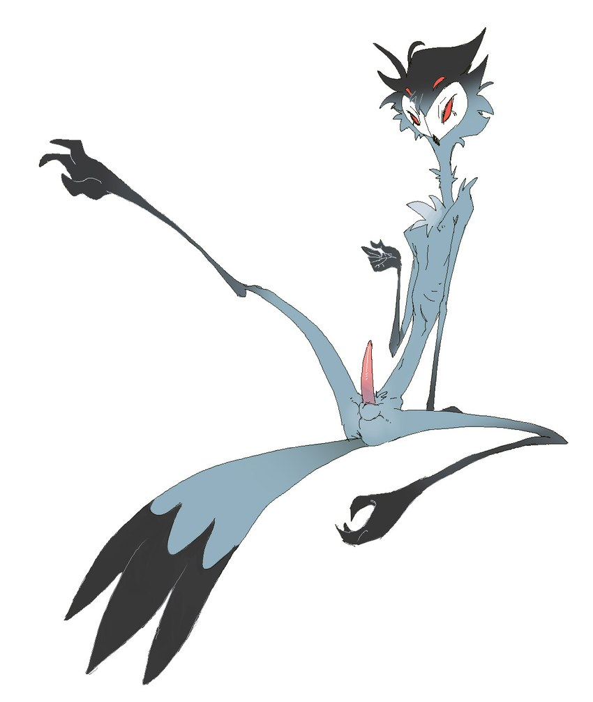 anthro anus balls beak claws emaciated erection feathers fur genitals hair long_body male multi_eye penis presenting red_eyes simple_background skinny skinny_anthro skinny_male slim slim_male small_waist smile solo spread_legs spreading tapering_penis thin_calves thin_legs thin_thighs white_background scuotivento helluva_boss stolas_(helluva_boss) avian bird demon owl owl_demon digital_media_(artwork) hi_res