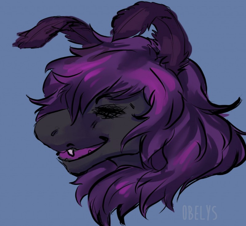 ambiguous_gender antennae_(anatomy) eyeless fluffy simple_background smile solo obelys auda unknown_species digital_media_(artwork) portrait shaded