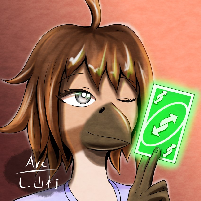 anthro beak blind disability female arc_rose uno uno_reverse_card vanilla_(arcrose) avian bird 1:1 digital_drawing_(artwork) digital_media_(artwork) headshot_portrait icon portrait