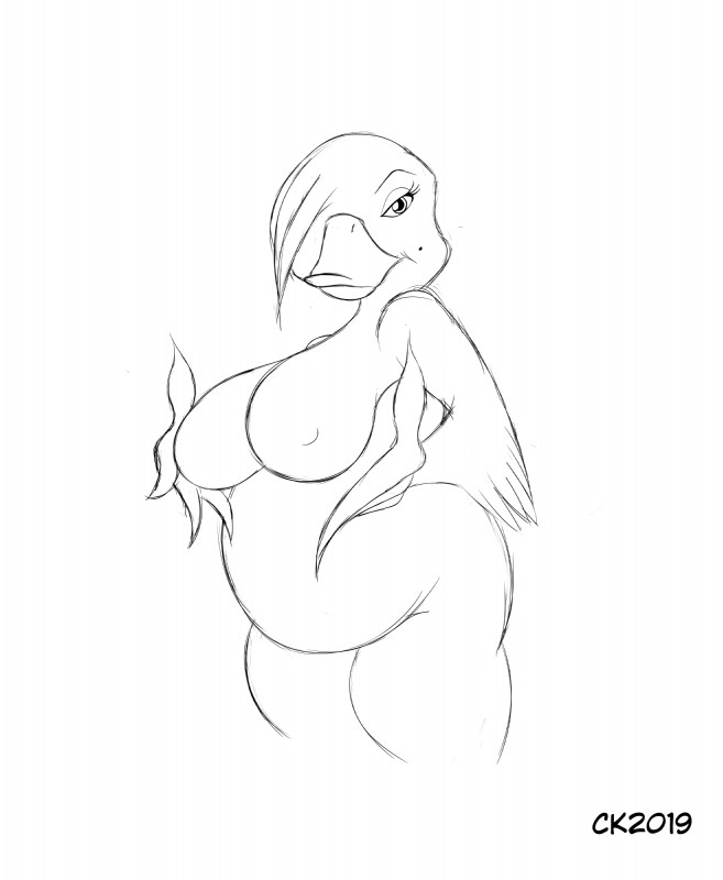 anthro anthrofied areola beak belly big_breasts biped blush breasts female looking_at_viewer non-mammal_breasts nude overweight overweight_anthro overweight_female presenting sitting slightly_chubby smile solo spread_legs spreading crazykat balto_(series) universal_studios stella_(balto) anatid anseriform anserinae avian bird goose snow_goose absurd_res hi_res monochrome