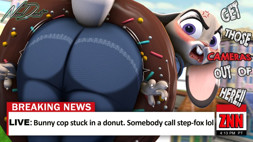 judy hopps (judy stuck in donut redraw and etc) created by neondonut