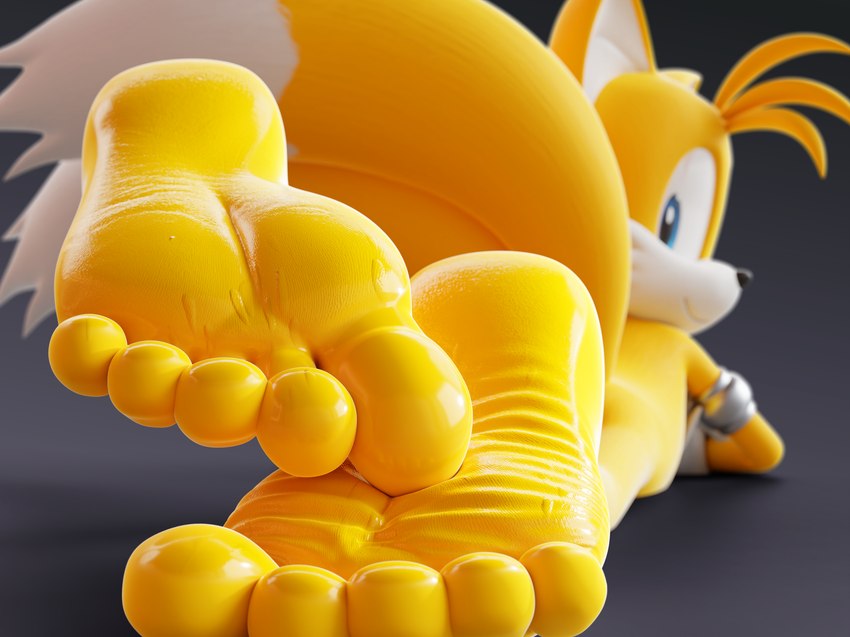 5_toes anthro barefoot blue_eyes bodily_fluids feet foot_fetish foot_focus humanoid_feet looking_at_viewer looking_back looking_back_at_viewer male male_feet plantigrade presenting soles solo sweat sweaty_feet toes wrinkled_feet wrinkles young feetymcfoot sega sonic_the_hedgehog_(series) miles_prower canid canine fox mammal 3d_(artwork) absurd_res digital_media_(artwork) hi_res