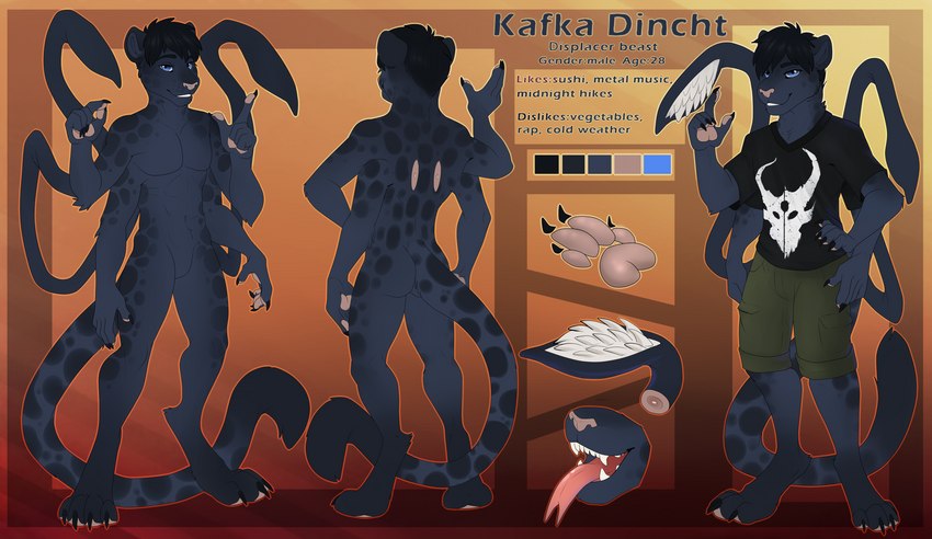 4_arms anthro clothed clothing forked_tongue male multi_arm multi_limb solo tentacles text tongue miraoff dungeons_and_dragons hasbro wizards_of_the_coast kafka_dincht displacer_beast absurd_res english_text hi_res model_sheet