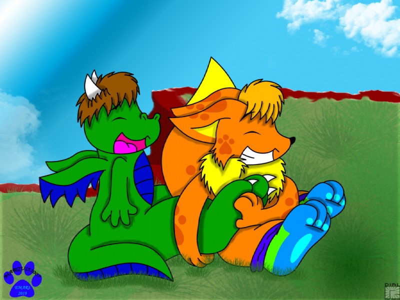 anthro clothing duo feet footwear fur grass hindpaw legwear male orange_body orange_fur outside paws plant sky socks tail tickling tickling_feet marquis2007 mythology nintendo pokemon marquis_the_eevee canid canine dragon eevee generation_1_pokemon mammal mythological_creature mythological_scalie pokemon_(species) scalie 4:3