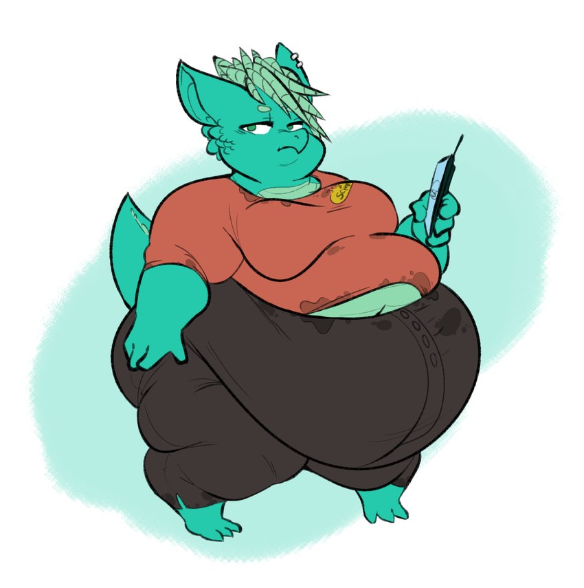 anthro belly big_belly female greasy huge_belly obese obese_female overweight overweight_female slob kannos kobold scalie hi_res