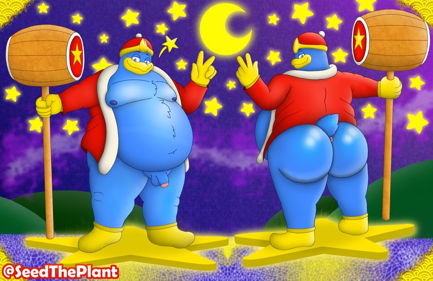 anthro anus big_butt butt duo male overweight overweight_male slightly_chubby slightly_chubby_male solo seedtheplant_(artist) kirby_(series) nintendo king_dedede avian bird absurd_res hi_res