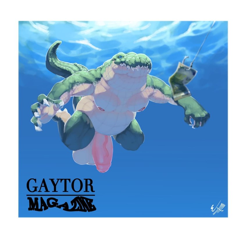 anthro bait balls big_balls big_penis claws currency gaytor_magazine genitals humanoid_genitalia humanoid_penis male nipples overweight penis scales solo swimming teeth underwater water wyth nevermind_(nirvana) nirvana crocodile crocodilian reptile scalie album_cover cover hi_res