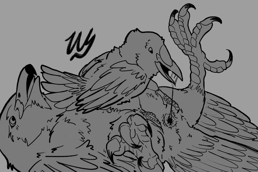 after_cloacal after_cloacalingus after_oral after_sex ambiguous_gender anatomically_correct anatomically_correct_cloaca anatomically_correct_feral anatomically_correct_genitalia animal_genitalia beak blush bodily_fluids claws cloaca duo feathered_wings feathers feet feral feral_on_feral genital_fluids genitals licking open_mouth oral saliva saliva_string sex simple_background size_difference small_dom_big_sub spread_legs spreading tail talons toes tongue tongue_out wings wyrmling_(artist) accipitrid accipitriform avian bird eagle golden_eagle true_eagle digital_drawing_(artwork) digital_media_(artwork) greyscale hi_res monochrome signature