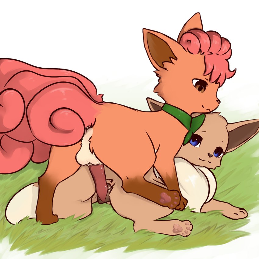 animal_genitalia animal_penis animal_pussy anus canine_genitalia canine_penis canine_pussy dominant dominant_male duo female feral genitals lying male male/female on_front on_ground penis pussy cdt2s nintendo pokemon eevee generation_1_pokemon pokemon_(species) vulpix 1:1 hi_res