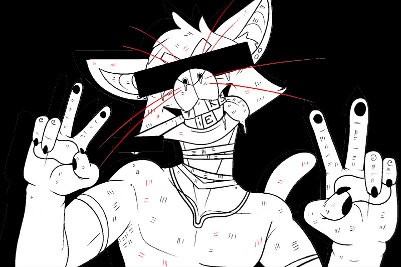 anthro cigarette clothed clothing double_v_sign gesture hand_gesture looking_at_viewer male piercing simple_background smile solo teeth tongue tongue_out topwear transparent_background v_sign whiskers yikes fluffydonuts messy_(fluffydonuts) domestic_cat felid feline felis mammal alpha_channel hi_res