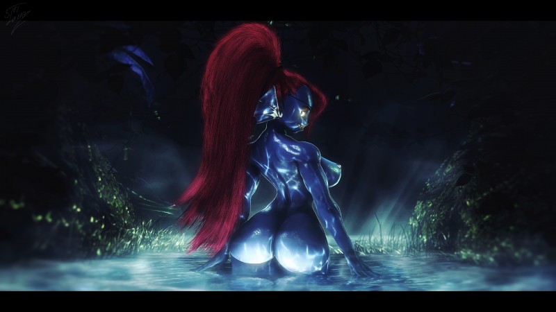 black_bars breasts butt female grass hair long_hair looking_back night nipples non-mammal_breasts nude nude_female nude_humanoid outdoor_nudity outside plant ponytail red_hair skinny_dipping solo water wet lamoz571 wo262_(modeler) undertale undertale_(series) undyne animal_humanoid fish fish_humanoid humanoid marine marine_humanoid 16:9 2018 3d_(artwork) absurd_res digital_media_(artwork) hi_res letterbox widescreen