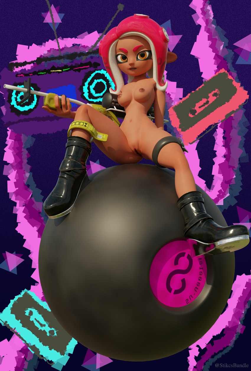 8_ball asymmetrical_clothing ball billiard_ball clitoris clothing dark_body dark_skin female footwear genitals gun hair latex legwear looking_at_viewer midriff nude orange_eyes pink_hair pseudo_hair pussy ranged_weapon shoes solo spread_legs spreading tentacle_hair tentacles weapon wedge_(footwear) stikcs nintendo splatoon agent_8_(splatoon) animal_humanoid cephalopod cephalopod_humanoid coleoid humanoid marine marine_humanoid mollusk mollusk_humanoid octarian octoling octopodiform octopus octopus_humanoid 3d_(artwork) absurd_res digital_media_(artwork) hi_res