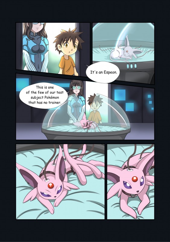 ambiguous_gender detailed_background dialogue female feral male scientific_experiment text sugarnhoney nintendo pokemon eeveelution espeon generation_2_pokemon human mammal pokemon_(species) absurd_res comic english_text hi_res