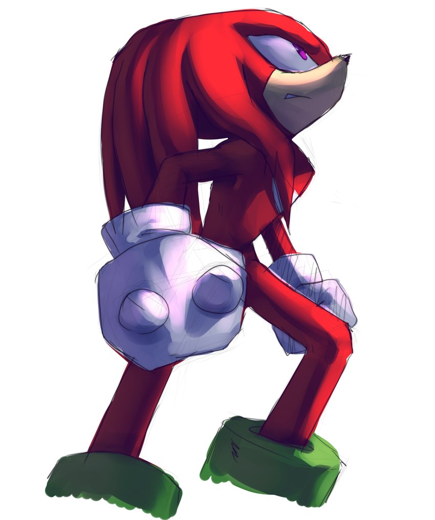 anthro boxing_gloves clothing gloves handwear looking_up male purple_eyes red_body solo speendlexmk2 sega sonic_the_hedgehog_(series) knuckles_the_echidna echidna mammal monotreme hi_res sketch