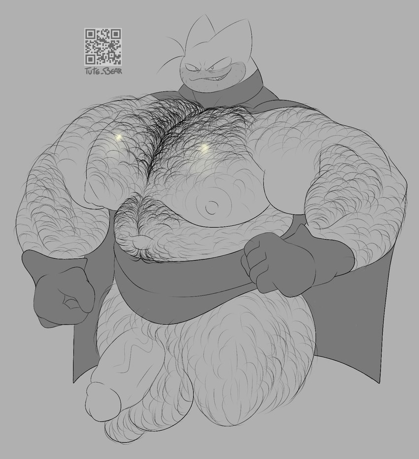 anthro big_muscles hairy hairy_pecs huge_muscles hyper hyper_muscles male muscular nipples pecs qr_code solo tute_bear cartoon_network mao_mao:_heroes_of_pure_heart sheriff_mao_mao_mao domestic_cat felid feline felis mammal hi_res