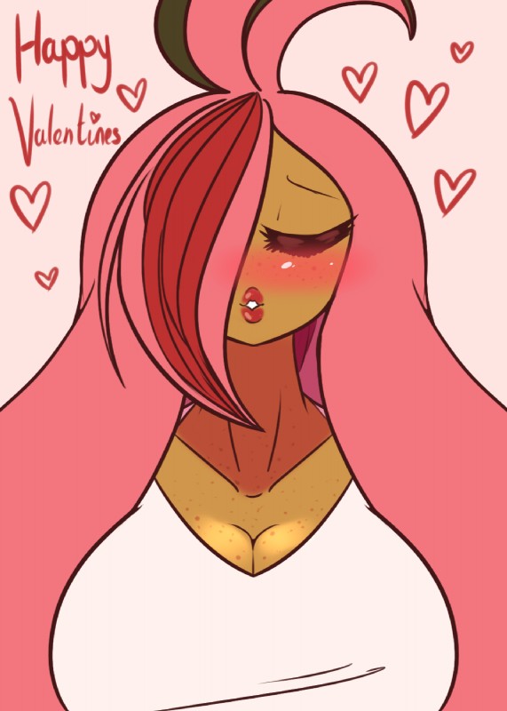 alternate_species big_breasts blush breasts cleavage clothed clothing female freckles hair heart_symbol holidays lips not_furry pink_hair pokemorph simple_background solo teeth text latiar nintendo pokemon valentine's_day fan_character melanie_mortrose generation_6_pokemon gourgeist humanoid pokemon_(species) 2019 alternate_version_at_source english_text hi_res