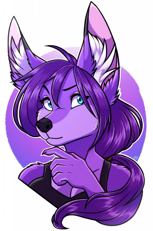 anthro blue_eyes female fur hair purple_body purple_fur purple_hair solo peejay emberfox canid canine fennec_fox fox mammal true_fox digital_media_(artwork) hi_res