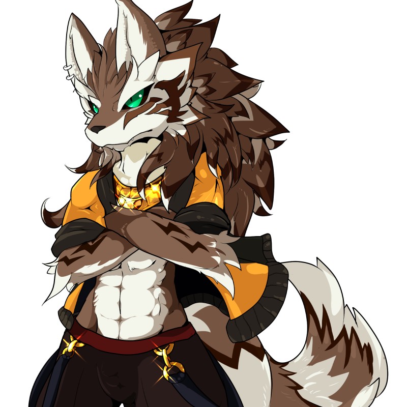 abs anthro countershading green_eyes male simple_background solo standing white_background xlo_fa lifewonders tokyo_afterschool_summoners seth_(tas) canid canine canis jackal mammal 1:1 2018 hi_res