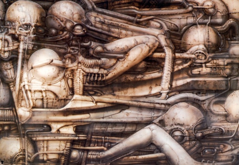 bio_mechanical bone flesh industrial_pattern machine not_furry organic_technology peeling_paint rough_texture skull tube zero_pictured h.r._giger gigeresque_(genre) biomechanical human mammal grandfathered_content grey_theme