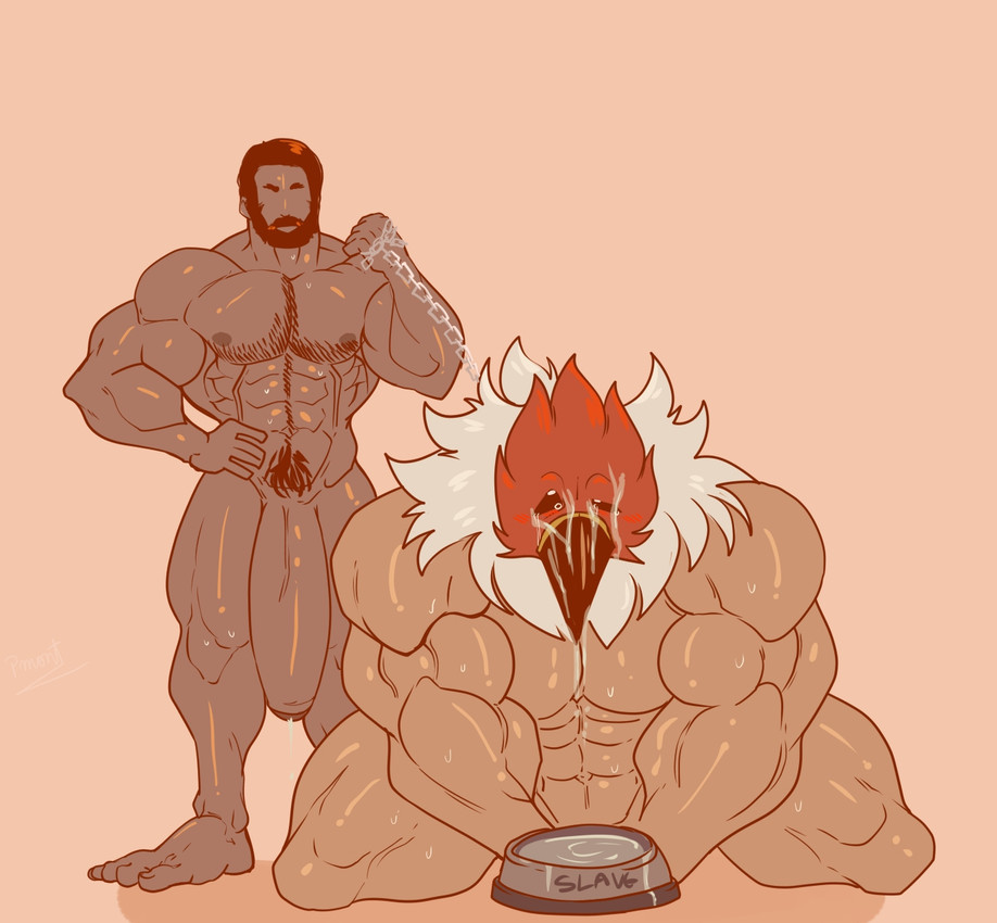 age_difference aged_up ahegao anthro barazoku beard big_penis blush bodily_fluids body_hair bound bowl canon_x_oc chain chained chest_hair container cum cum_in_bowl cum_in_container cum_in_mouth cum_inside cum_on_face degradation dominant dominant_human dominant_male facial_hair genital_fluids genitals hairy helpless huge_penis humiliation hyper hyper_genitalia hyper_penis kneeling looking_pleasured male male/male male_on_bottom male_on_top mature_anthro mature_male muscular muscular_anthro muscular_male nipples older_anthro older_human on_bottom on_top penis size_difference slave small_dom_big_sub submissive submissive_anthro submissive_male sweat tears tears_of_pleasure pinumontbalou fatal_fury king_of_fighters mythology snk tizoc avian bird gryphon human mammal mythological_avian mythological_creature hi_res