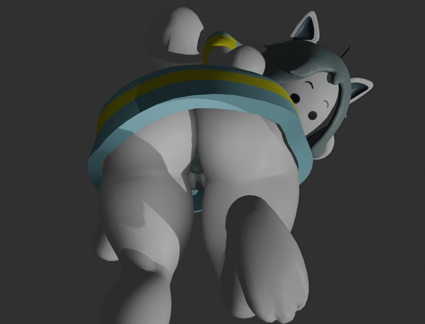 anthro anus feet female genitals grey_background low-angle_view pussy simple_background solo white_body indisposedfigure undertale undertale_(series) temmie_(undertale) tem 3d_(artwork) digital_media_(artwork)