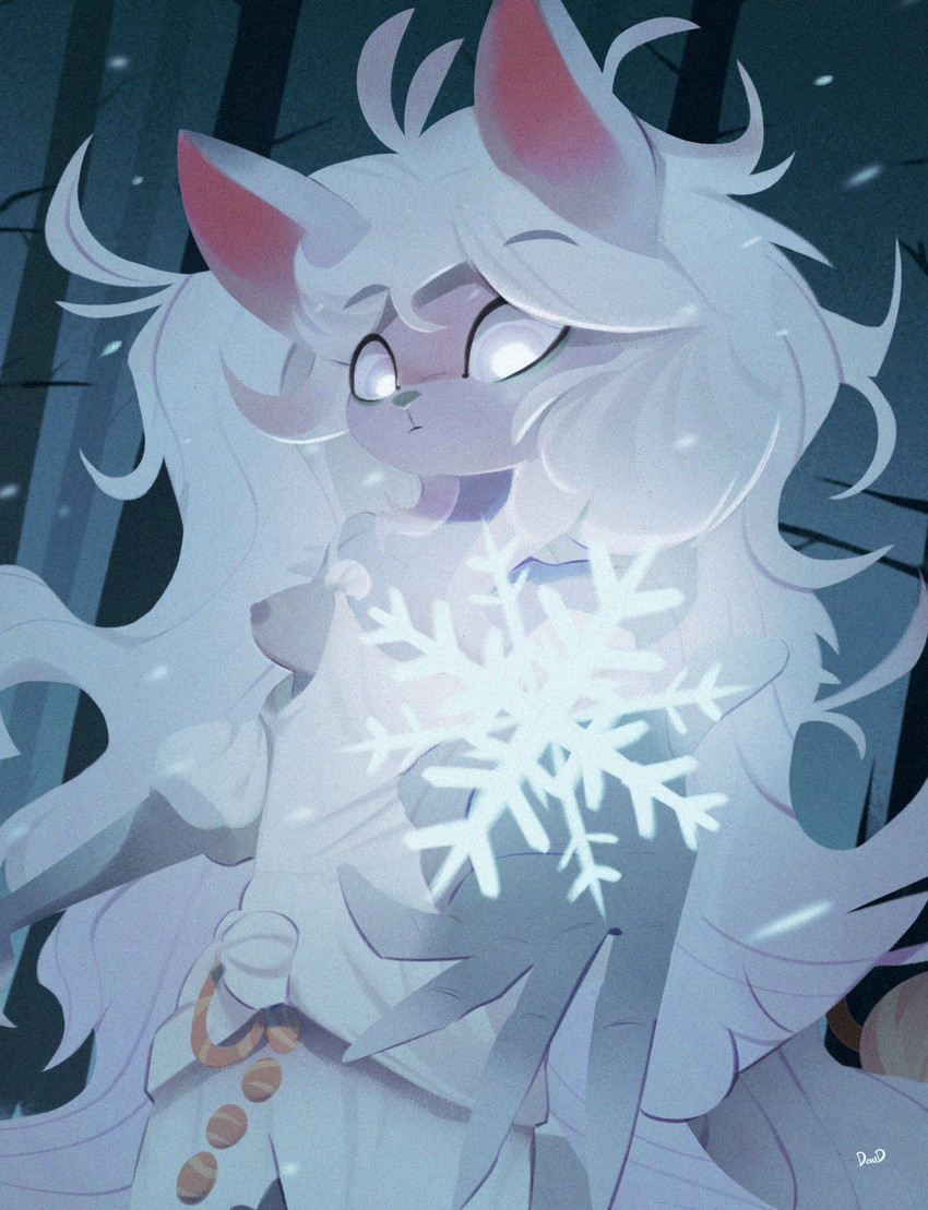 anthro breasts casual_exposure clothing elemental_manipulation exposed_breasts female ice_manipulation magic magic_user nipple_slip nipples one_breast_out outside snow solo toga dauddalmata mammal unknown_species 2025 digital_media_(artwork) hi_res tagme