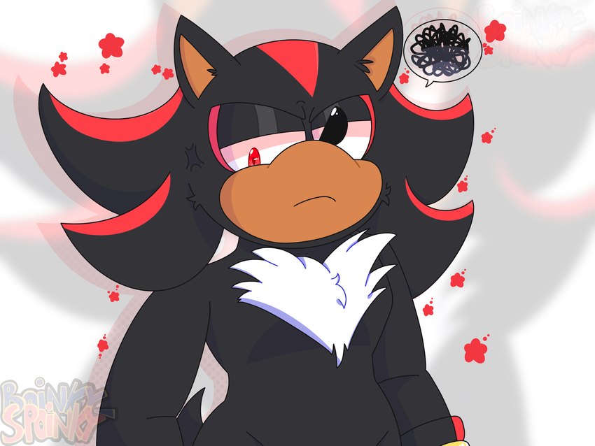 angry anthro black_body black_fur chestfur fur glare highlights_(coloring) male red_eyes red_highlights solo stare boinkyspoinky sega sonic_the_hedgehog_(series) shadow_the_hedgehog sonic_the_hedgehog animal_humanoid eulipotyphlan hedgehog humanoid mammal 4:3 absurd_res half-length_portrait hi_res portrait