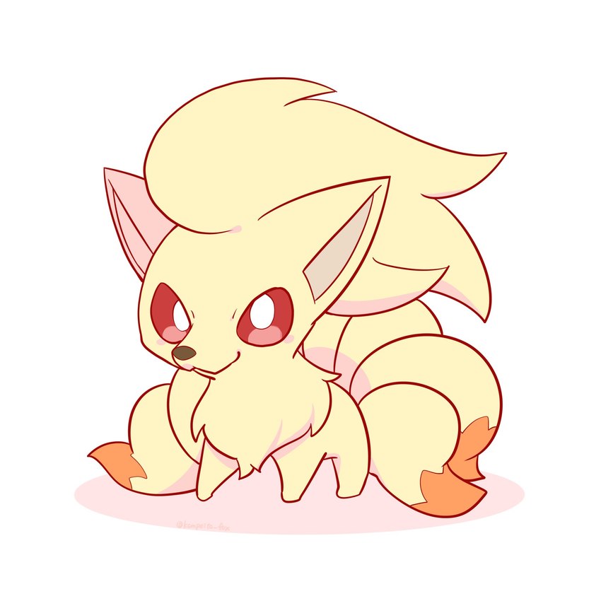 ambiguous_gender chest_tuft chibi feral multi_tail red_eyes smile solo standing tail tuft kompeito nintendo pokemon generation_1_pokemon ninetales pokemon_(species) 1:1 hi_res