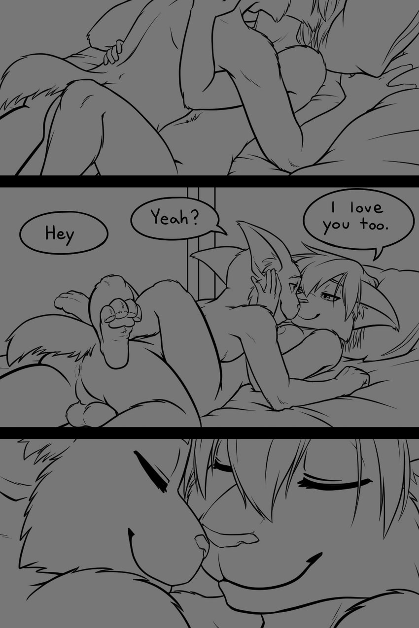 4_toes adolescent adolescent_on_adolescent anthro anthro_on_anthro anus athletic athletic_anthro athletic_male backsack balls bed breasts butt detailed_background dialogue ear_tuft eye_contact eyes_closed feet female fur furniture genitals hair happy i_love_you inner_ear_fluff intimate kissing leg_wrap looking_at_another love male male/female nipples nude nude_anthro nude_female nude_male on_bed pawpads paws perineum pillow romantic romantic_ambiance romantic_couple smile soles speech_bubble talking_to_another talking_to_partner tender text toes tuft young young_anthro young_female young_male black-kitten sebastien_(black-kitten) serah_(black-kitten) felid feline lynx mammal 2:3 black_and_grey comic digital_drawing_(artwork) digital_media_(artwork) english_text hi_res line_art monochrome brother_(lore) brother_and_sister_(lore) incest_(lore) sibling_(lore) sister_(lore) twincest_(lore) twins_(lore)