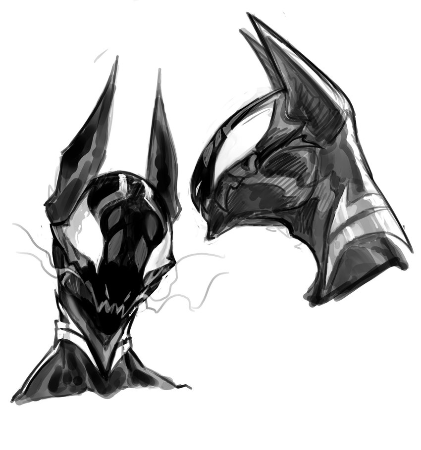 big_ears male multiple_angles simple_background smoke smoke_from_mouth solo teeth maxspite max_(maxspite) canid canine canis humanoid jackal mammal symbiote bust_portrait digital_media_(artwork) hi_res monochrome portrait sketch