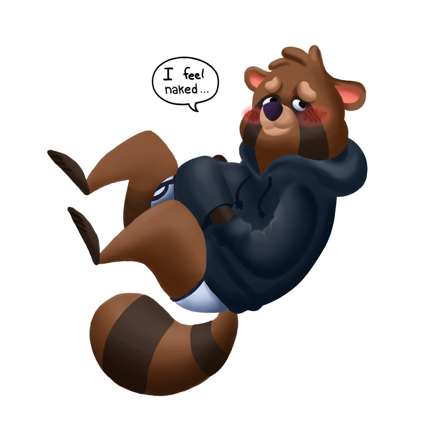 anthro black_clothing black_hoodie black_topwear blush bottomwear briefs brown_body brown_fur bulge clothed clothing detailed_bulge drawyourfursona fur genital_outline hoodie hoodie/briefs_meme male overweight overweight_anthro overweight_male penis_outline simple_background slightly_chubby solo topwear underwear white_clothing white_underwear sibluself meme_clothing siblu canid canine mammal raccoon_dog tanuki 1:1 2020 absurd_res digital_drawing_(artwork) digital_media_(artwork) hi_res meme