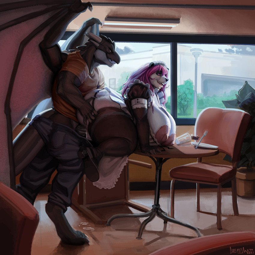 anthro anthro_on_anthro anthro_penetrated anthro_penetrating anthro_penetrating_anthro areola bent_over bent_over_furniture beverage big_breasts big_butt big_tail biped black_body black_boots black_bottomwear black_claws black_clothing black_footwear black_legwear black_nails black_penis black_scales black_stockings black_tail black_wings bodily_fluids boots bottomwear breasts brown_clothing brown_topwear building butt ceiling chair claws clothing colored_nails cum cum_drip cum_in_pussy cum_inside cum_on_ground cutlery day detailed_background diner dripping duo fangs female female_penetrated fluorescent_light footwear fork fur furgonomics furniture garter_straps genital_fluids genitals glass grass grin hair hand_on_butt hand_on_table head_horn high_heeled_boots high_heels horn huge_breasts huge_butt hyper hyper_breasts inside interspecies kitchen_utensils leggings legwear long_hair looking_at_another looking_down maid_uniform male male/female male_penetrating male_penetrating_female membrane_(anatomy) membranous_wings multi_horn multicolored_body nails nipples open_mouth penetration penis pink_areola pink_eyes pink_hair pink_nipples plant plant_pot plate public red_eyes restaurant scales sex shoes sky smile spilled_drink standing stockings street_lamp table tail teeth thick_thighs tongue tools topwear tree two_tone_body two_tone_wings uniform unprofessional_behavior white_body white_fur white_wings window wing_claws wings greasymojo mythology mei_ambers tamati bear dragon giant_panda mammal mythological_creature mythological_scalie reptile scalie 1:1 2021 absurd_res digital_media_(artwork) hi_res shaded signature