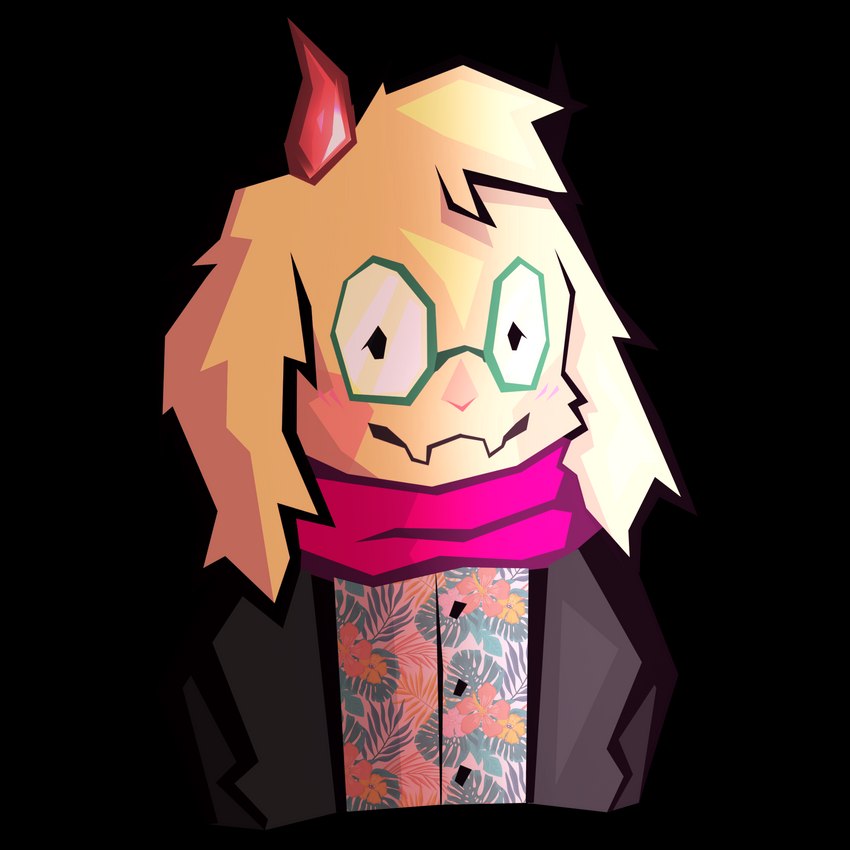 aloha_shirt anthro blush clothing eyewear fluffy fur glasses horn jacket looking_at_viewer male pattern_clothing pattern_shirt pattern_topwear scarf shirt simple_background smile smiling_at_viewer solo topwear transparent_background white_body white_fur shoot_(sh) deltarune undertale_(series) ralsei bovid caprine goat mammal 1:1 absurd_res alpha_channel hi_res