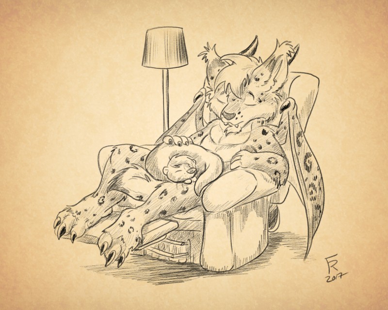 ambiguous_gender anthro bat_wings chair duo eyes_closed feral fur furniture hair horn lamp male membrane_(anatomy) membranous_wings nude recliner sleeping tail wings flinters mythology bouncyotter jarvis_(darthandroid) dragon felid feline hybrid lynx mammal mustelid mythological_creature mythological_scalie otter scalie 2017 5:4